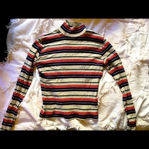 Striped crop turtle neck